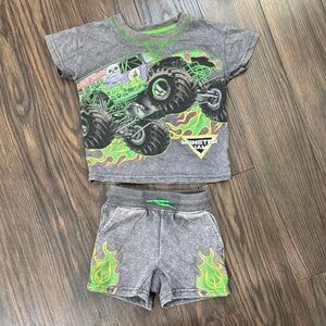 Monster Jam Kids Gray and Green Matching Set